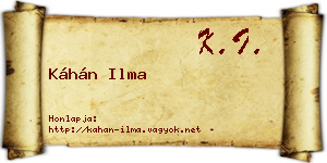 Káhán Ilma névjegykártya